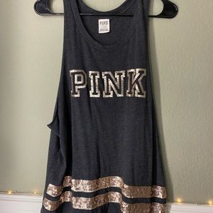 Gray and rose gold “pink” tank top